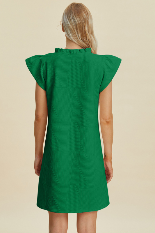 Aria | Women's Double Take Full Size Ruffled V-Neck Cap Sleeve Dress