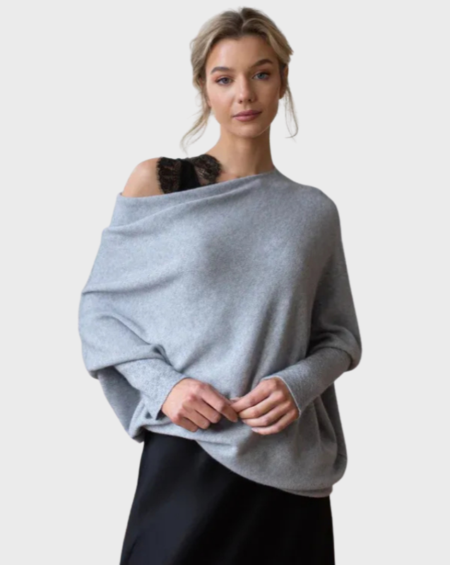 Women’s Off-Shoulder Knit Jumper with Swing Collar