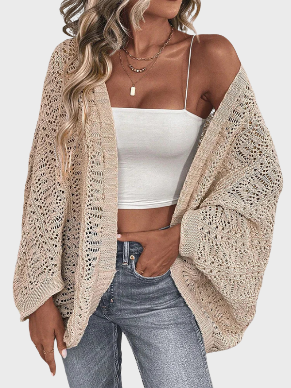 Women’s Elegant Knitted Cardigan Set - Batwing Sleeves