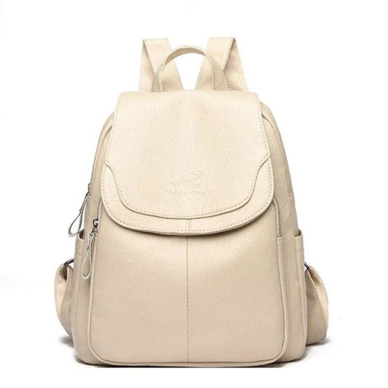 Beige Women’s Vintage Flap Design Classic Backpack