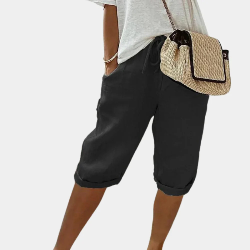 Black Women’s Breathable Comfort Fabric Shorts on the model