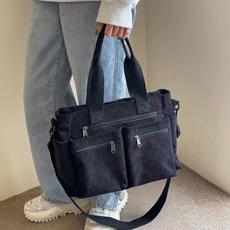 Black Women’s Everyday Multi-Pocket Bag on the model