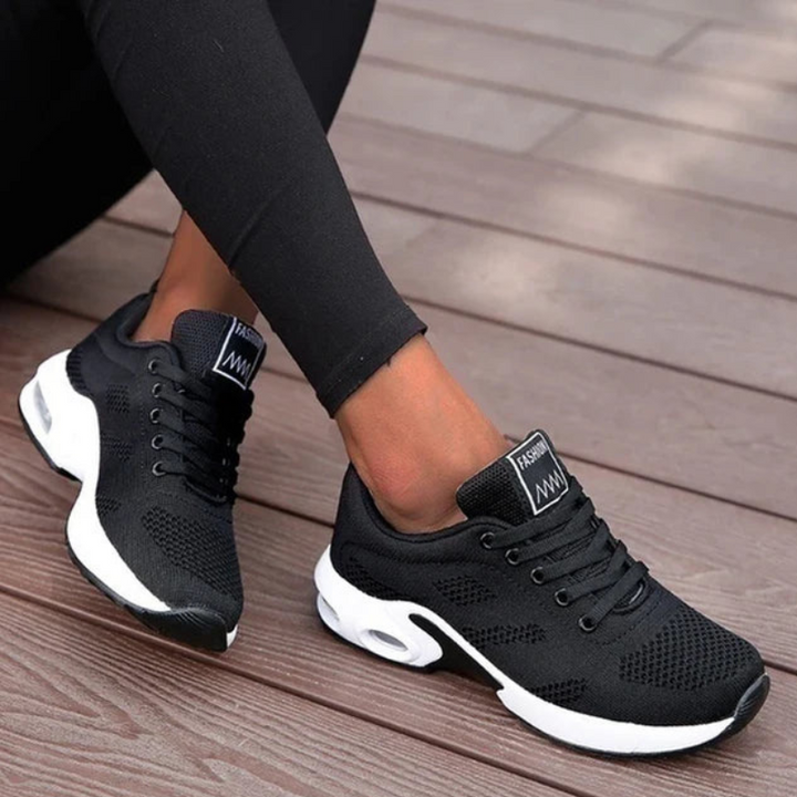 Black Women's Lightweight Comfort Active Sneakers on model