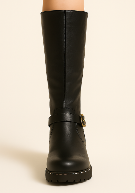 Black Women’s Sleek-Fit Knee-High Boots with All-Day Support on the model