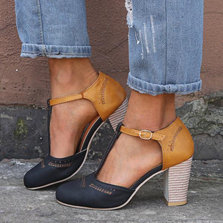 Black Women’s Supportive Fit 8cm Comfort Heeled Pumps on the model