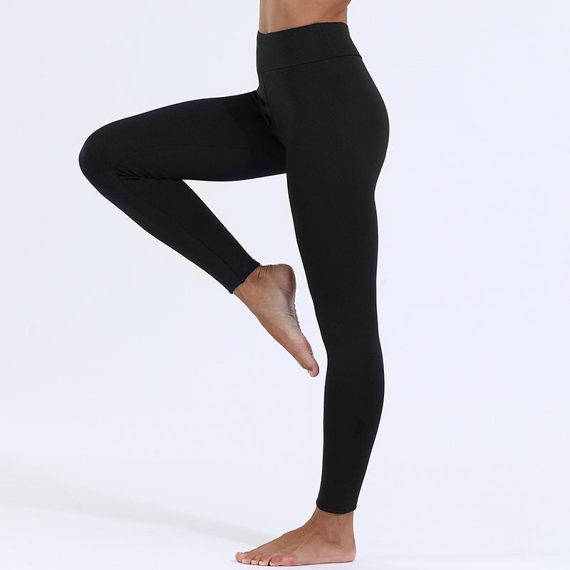 Black Women’s Winter Cozy-Style Fleece Leggings on the model
