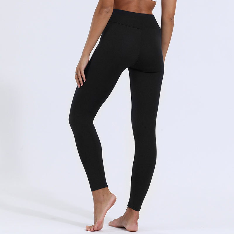 Black Women’s Winter Cozy-Style Fleece Leggings on the model