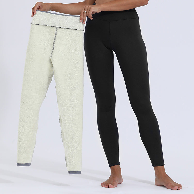 Black Women’s Winter Cozy-Style Fleece Leggings on the model