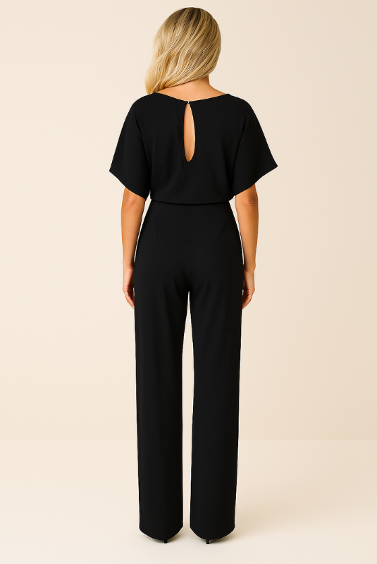Black Women’s Elegant Minimalist One-Piece Jumpsuit on the model