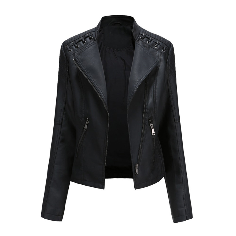 Black Women’s Sleek & Structured PU Leather Jacket