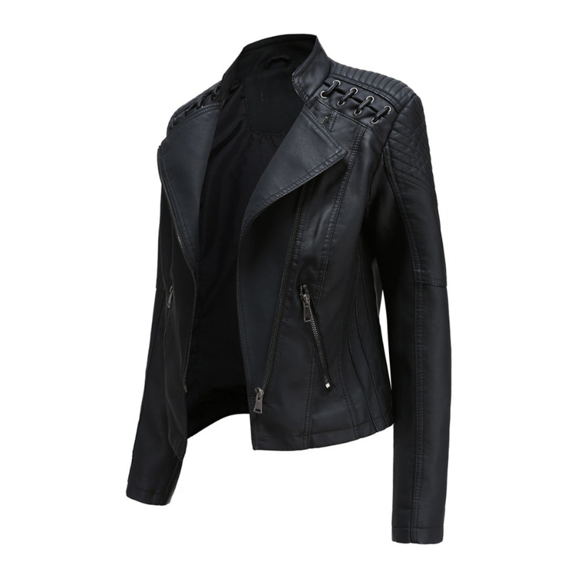 Black Women’s Sleek & Structured PU Leather Jacket