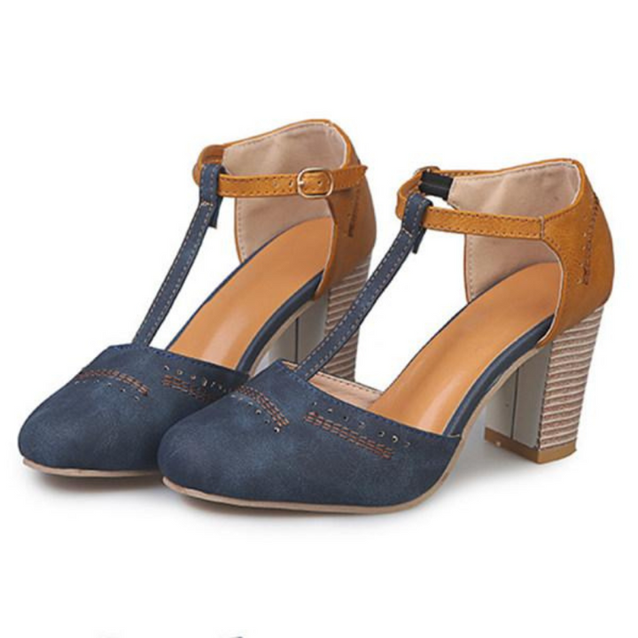 Blue Women’s Supportive Fit 8cm Comfort Heeled Pumps 