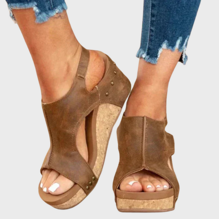 Women's Open-Toe Wedge Sandals with a Cut-Out Design