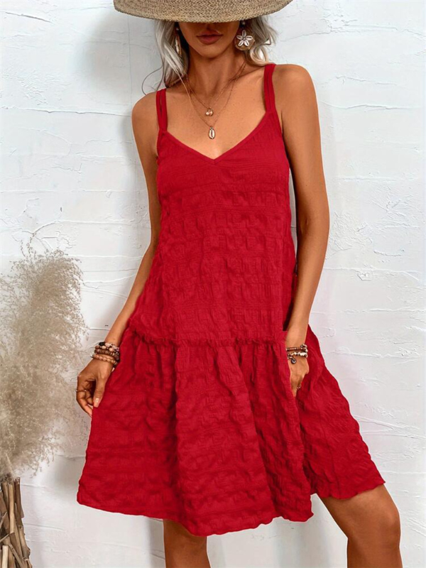 Caroline | Crisscross Double Spaghetti Straps Tiered Cami Dress