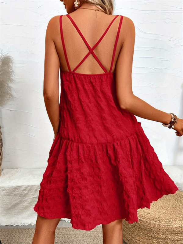 Caroline | Crisscross Double Spaghetti Straps Tiered Cami Dress