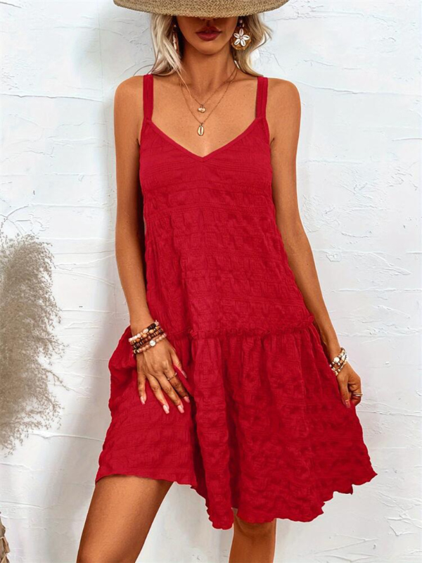Caroline | Crisscross Double Spaghetti Straps Tiered Cami Dress