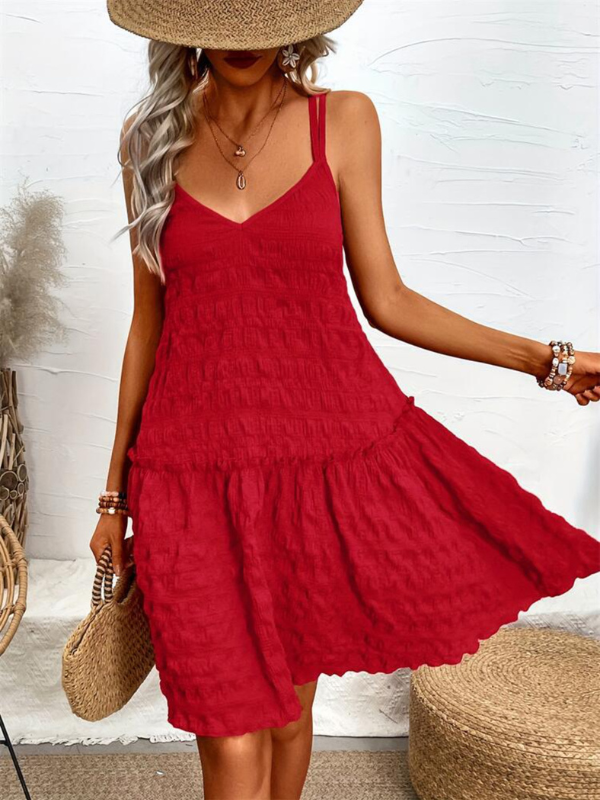 Caroline | Crisscross Double Spaghetti Straps Tiered Cami Dress
