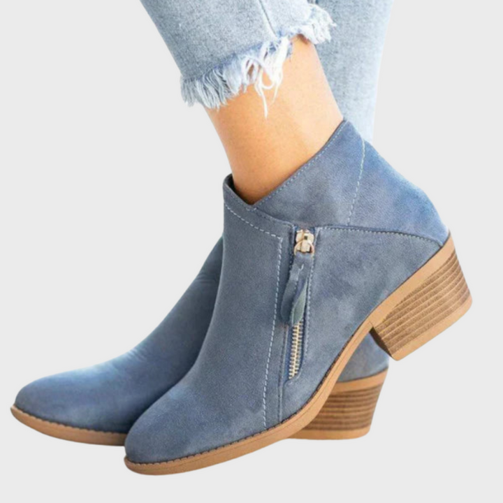 Women’s Ankle Boots with Side Zip & Low Heel
