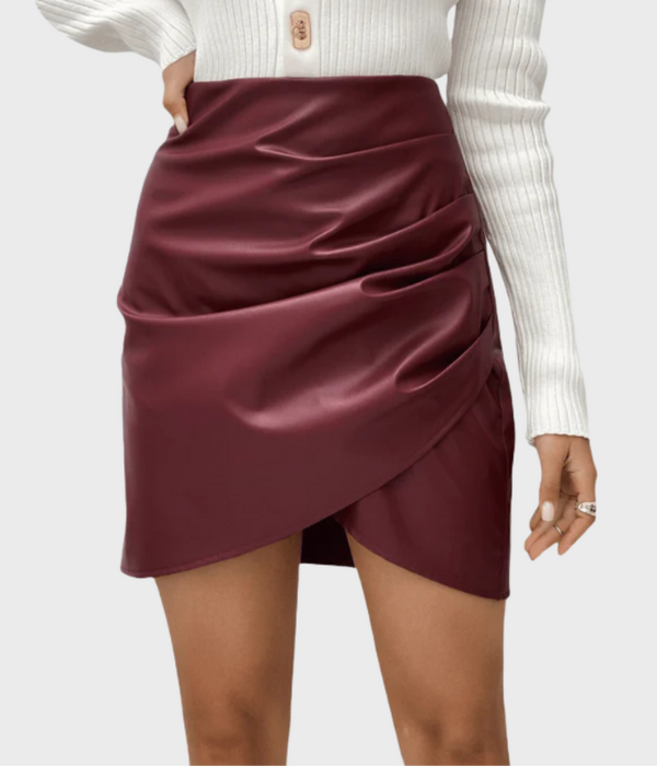 Chic High-Waist Skirt with Ruched Cross Slits