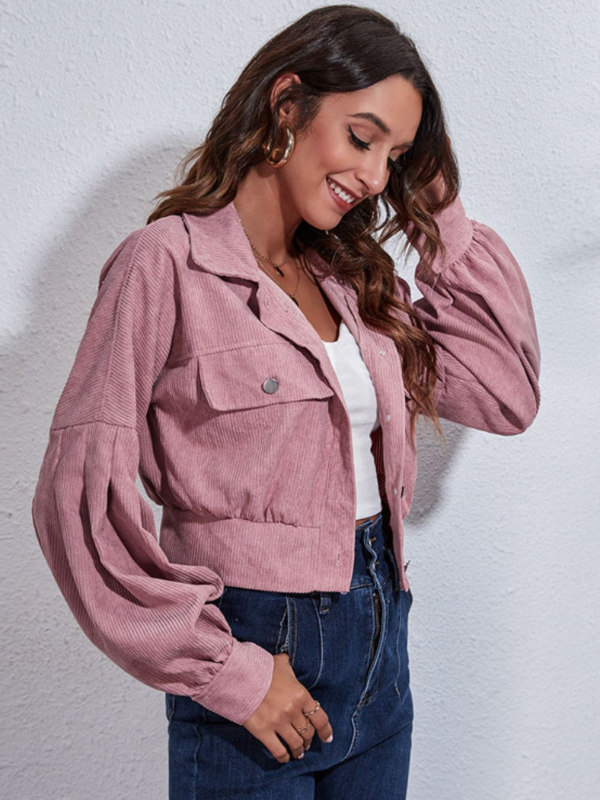 Clara | Women's Button Down Collared Neck Cropped Jacket
