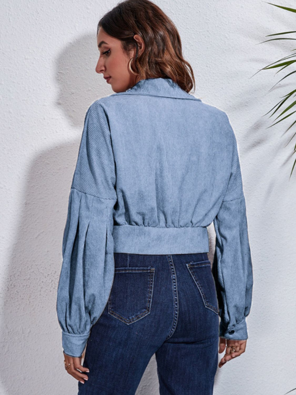 Clara | Women's Button Down Collared Neck Cropped Jacket