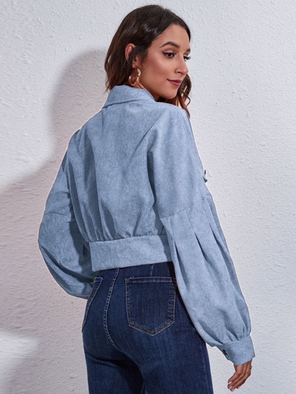 Clara | Women's Button Down Collared Neck Cropped Jacket