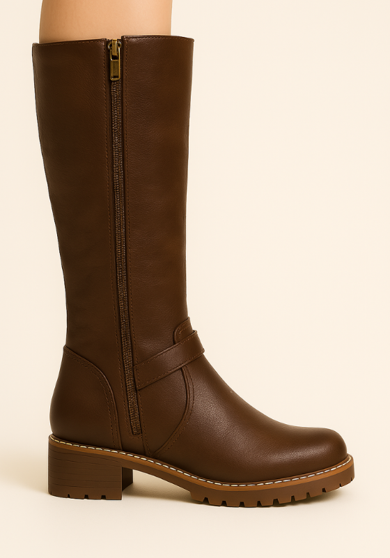 Coffee Women’s Sleek-Fit Knee-High Boots with All-Day Support on the model