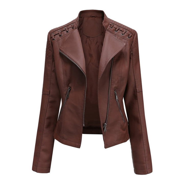 Coffee Women’s Sleek & Structured PU Leather Jacket