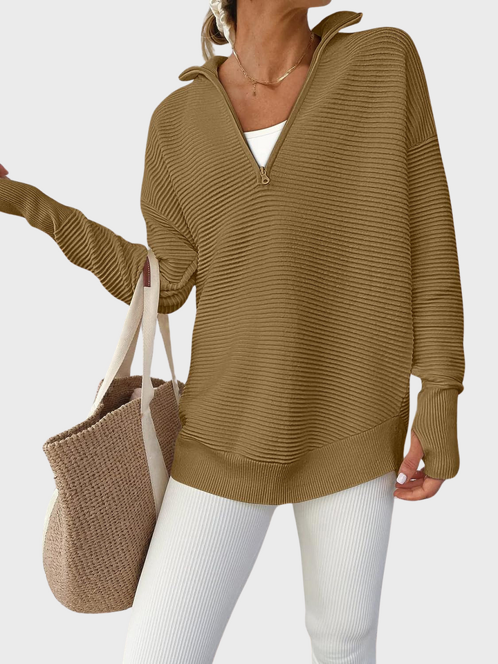 Sadie | Women's Half Zip Long Sleeve Knit Top