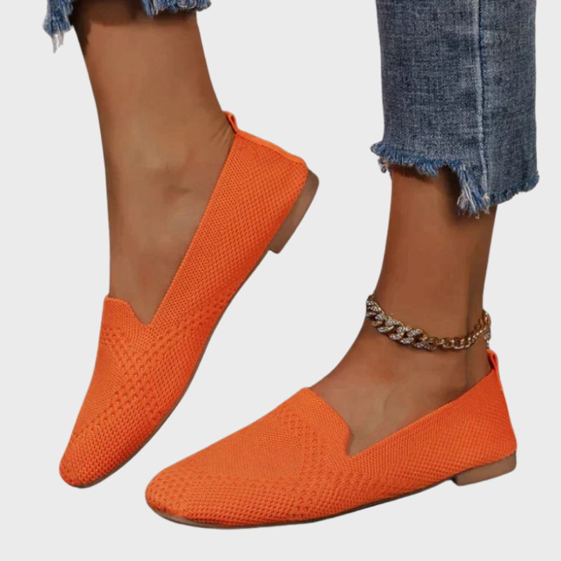 Orange Women’s Orthopedic Arch Support Slippers on the model