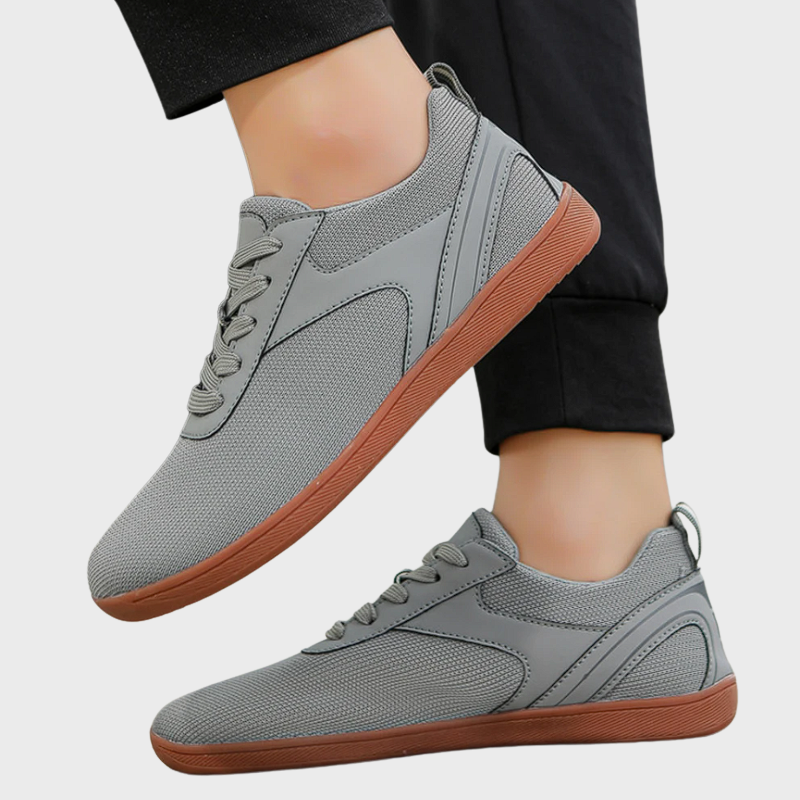 Grey Unisex Breathable Sole Lightweight Barefoot Shoes on the model
