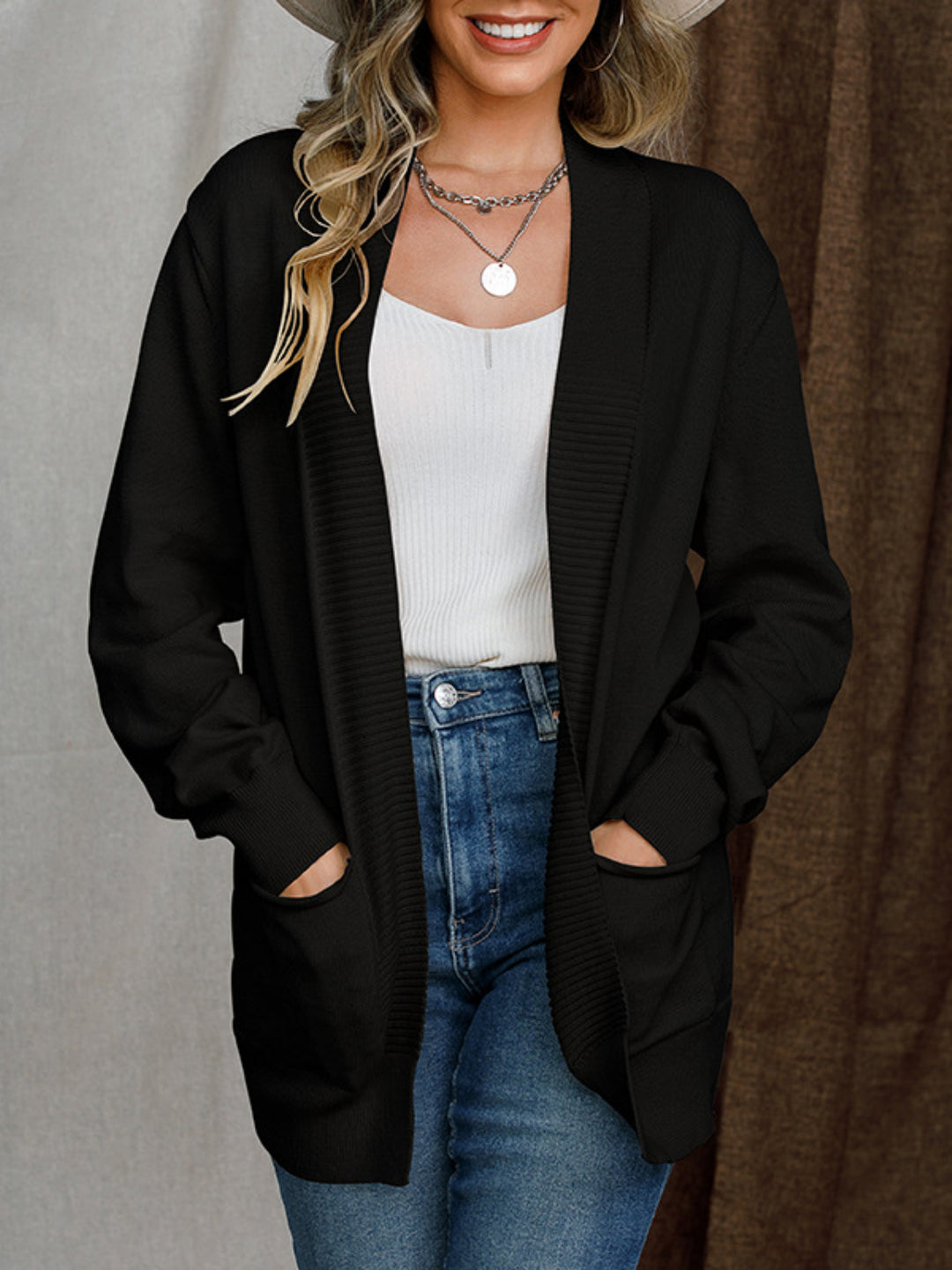 Cardin | Women's Open Front Long Sleeve Sweater Cardigan