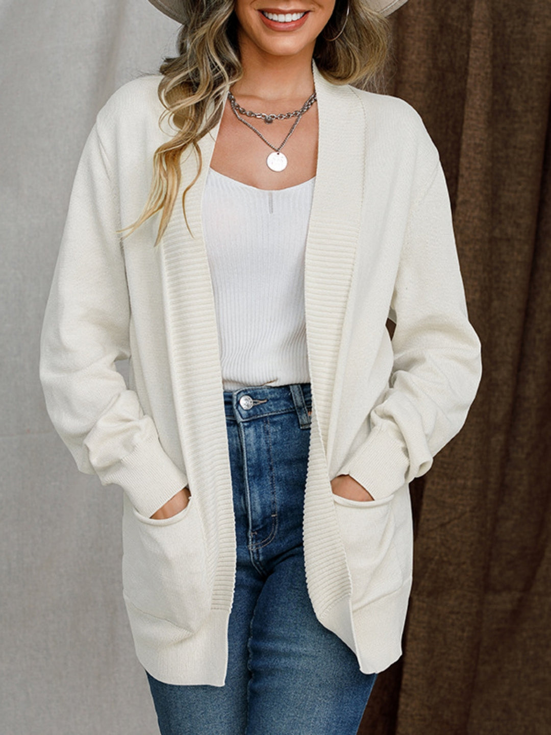 Cardin | Women's Open Front Long Sleeve Sweater Cardigan
