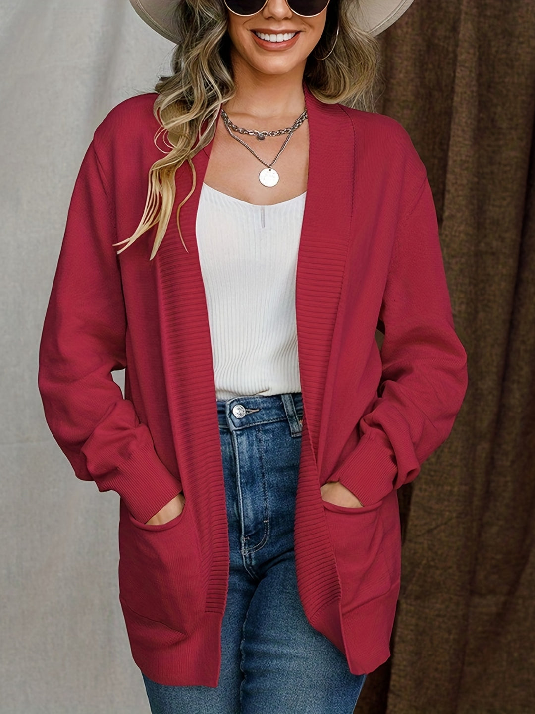 Cardin | Women's Open Front Long Sleeve Sweater Cardigan