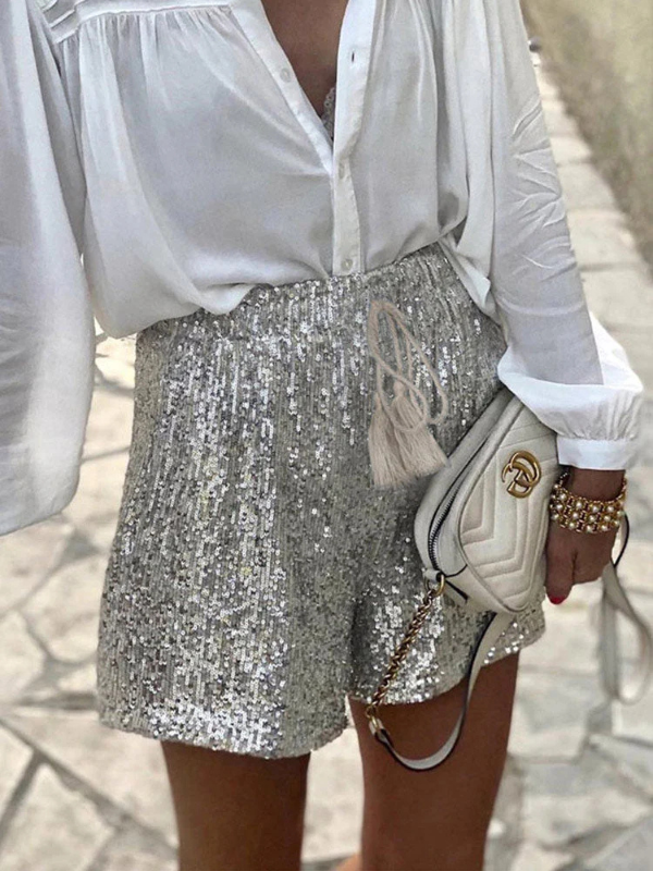 Elasticated Sequin Glitter Summer Shorts