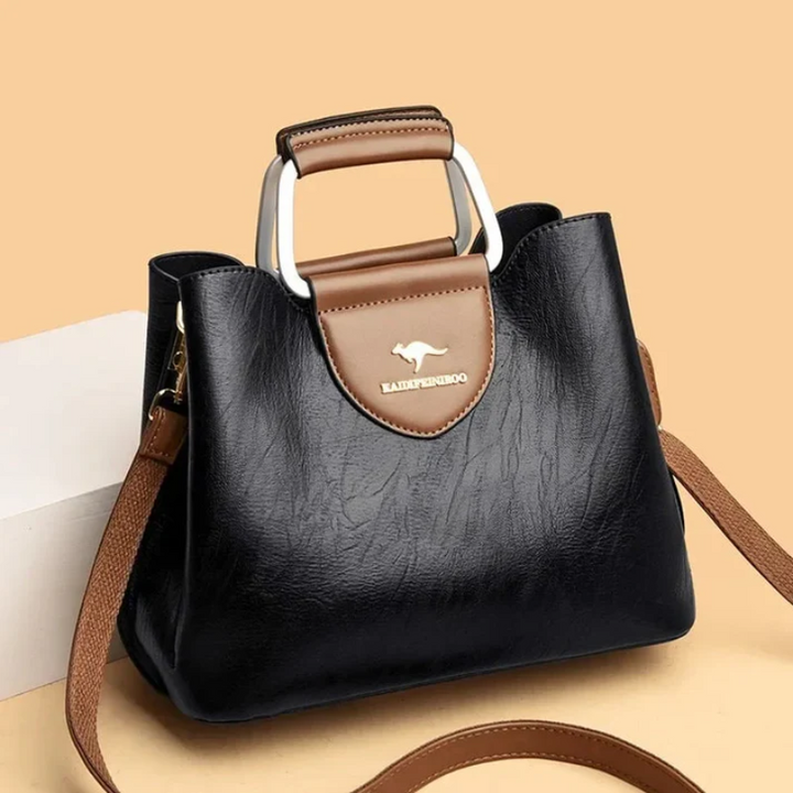 Elegance Leather Tote Handbag -  Detachable Shoulder Strap