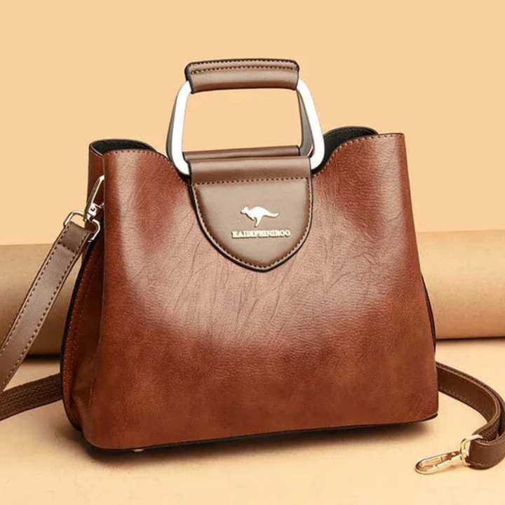 Elegance Leather Tote Handbag -  Detachable Shoulder Strap
