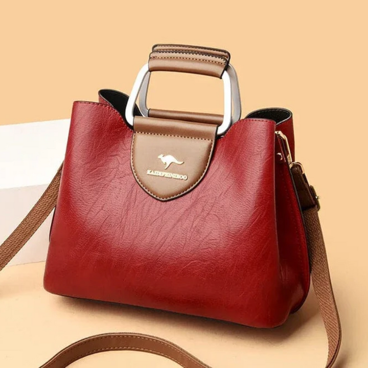 Elegance Leather Tote Handbag -  Detachable Shoulder Strap