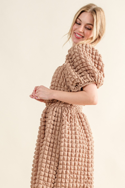 Hannah | Women's Full Size Square Neck Puff Sleeve Dress