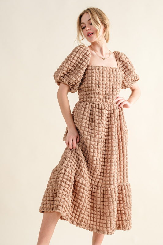 Hannah | Women's Full Size Square Neck Puff Sleeve Dress
