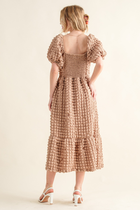Hannah | Women's Full Size Square Neck Puff Sleeve Dress
