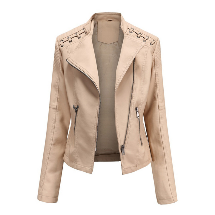 Khaki Women’s Sleek & Structured PU Leather Jacket