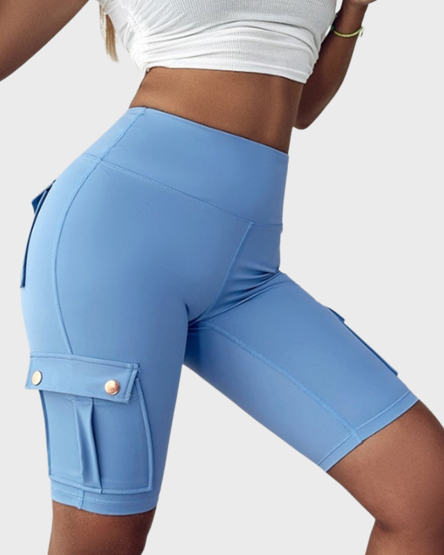 Women’s Tie Belt & Rolled Hem High-Waisted Shorts