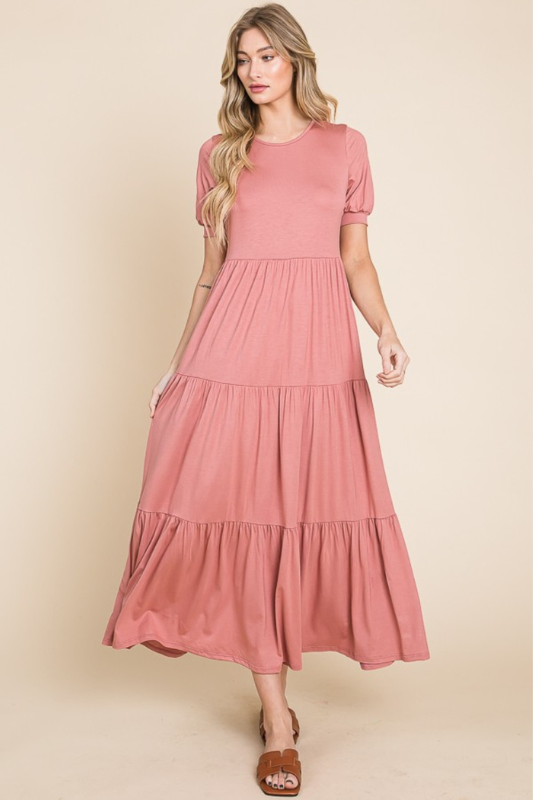 Madison | Women's Short Sleeve Tiered Maxi Dress