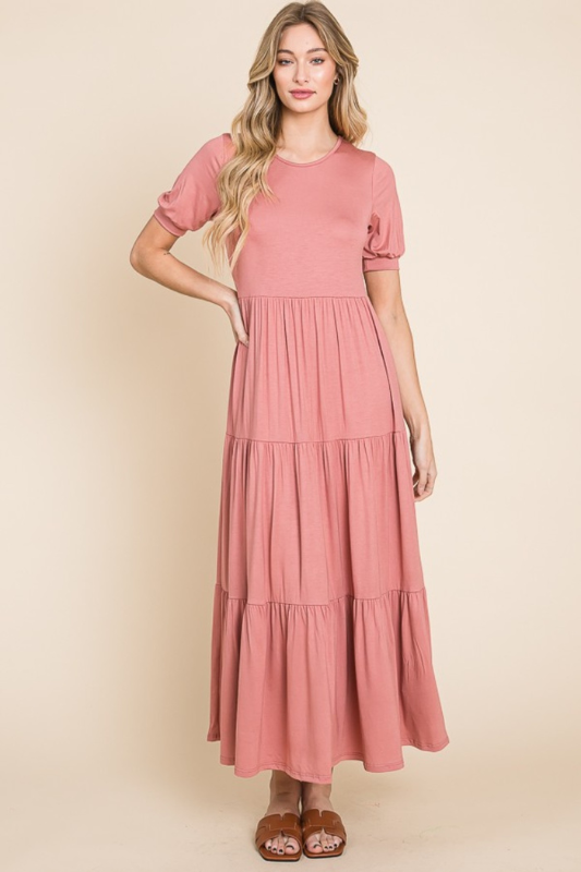 Madison | Women's Short Sleeve Tiered Maxi Dress