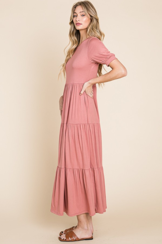 Madison | Women's Short Sleeve Tiered Maxi Dress