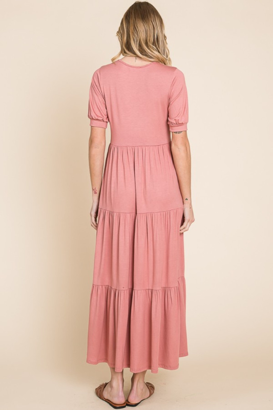 Madison | Women's Short Sleeve Tiered Maxi Dress