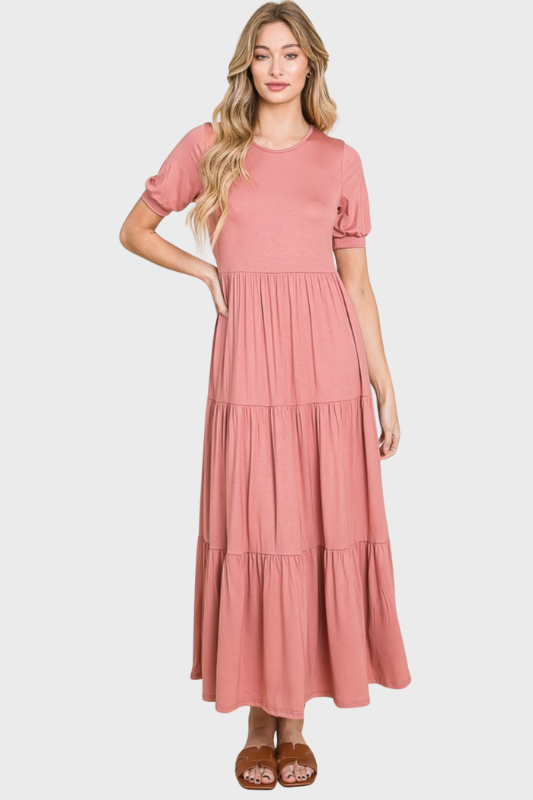 Madison | Women's Short Sleeve Tiered Maxi Dress