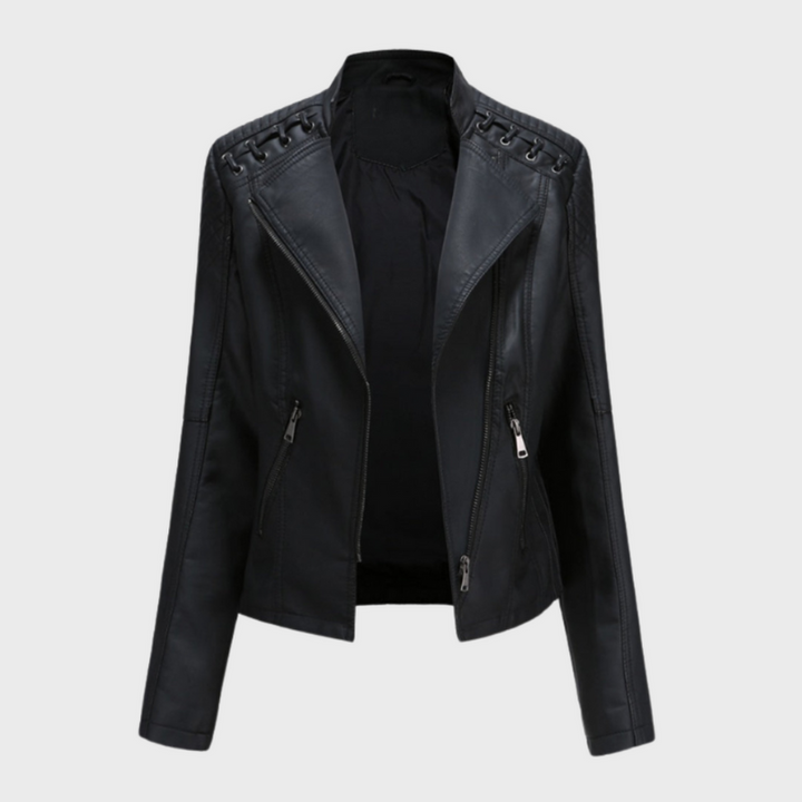 Women’s Structured Jacket with Zip Front & Stand Collar