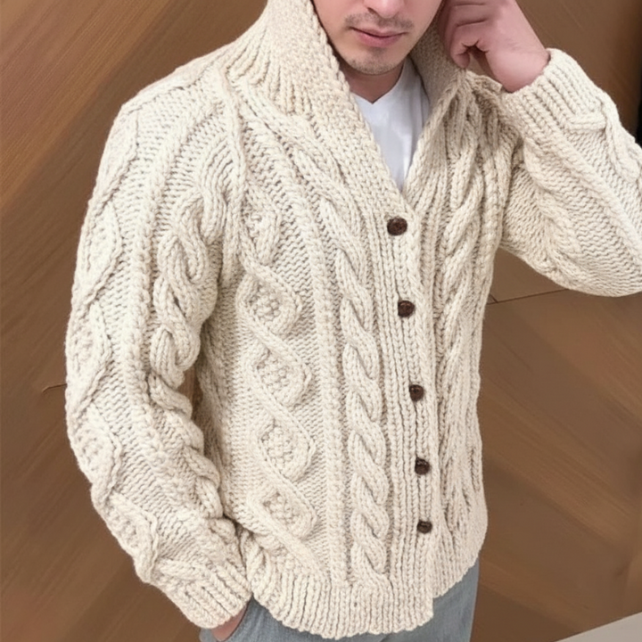 Men's Chunky Cable Knit Cardigan – Winter Style